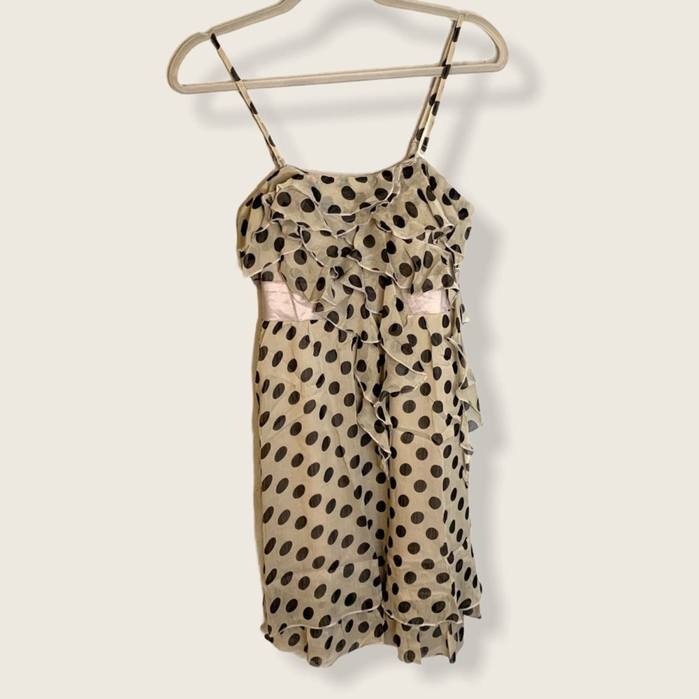 NWT Lucy Paris neutral polka dot mini dress